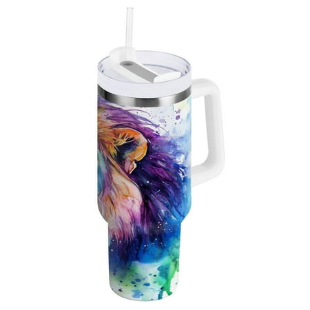 30 oz Stainless Steel Tumbler Vacuum Insulated Leak Proof Stainless Steel Coffee Cup Water Bottles Watercolor Cartoon Lion