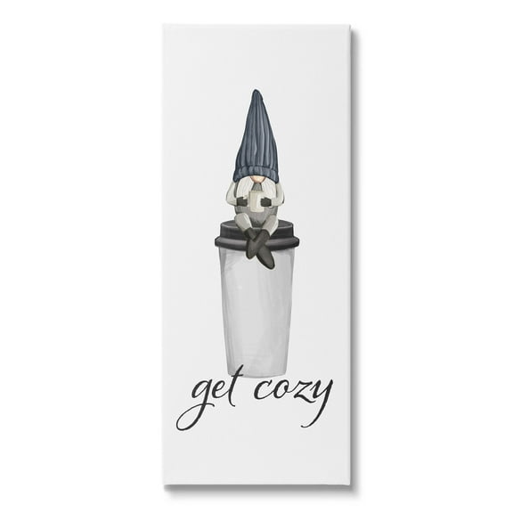 Get Cozy Sipping Coffee Gnome Fairy Tales & Fantasy Graphic Art Gallery Wrapped Canvas Print Wall Art