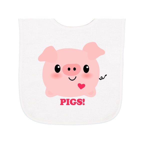 Inktastic Kawaii I Love Pigs Baby Terry Cloth Bib