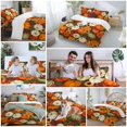 thumbnail image 5 of Thanksgiving Bedding Duvet Cover Set Twin Size 4 Pieces Green Orange Pumpkin Fall Plant Sunflower Brown Bedding Set with Zipper Closure, 1 Comforter Cover 68x86 Inches 1 Flat Sheet & 2 Pillow Cases, 5 of 7
