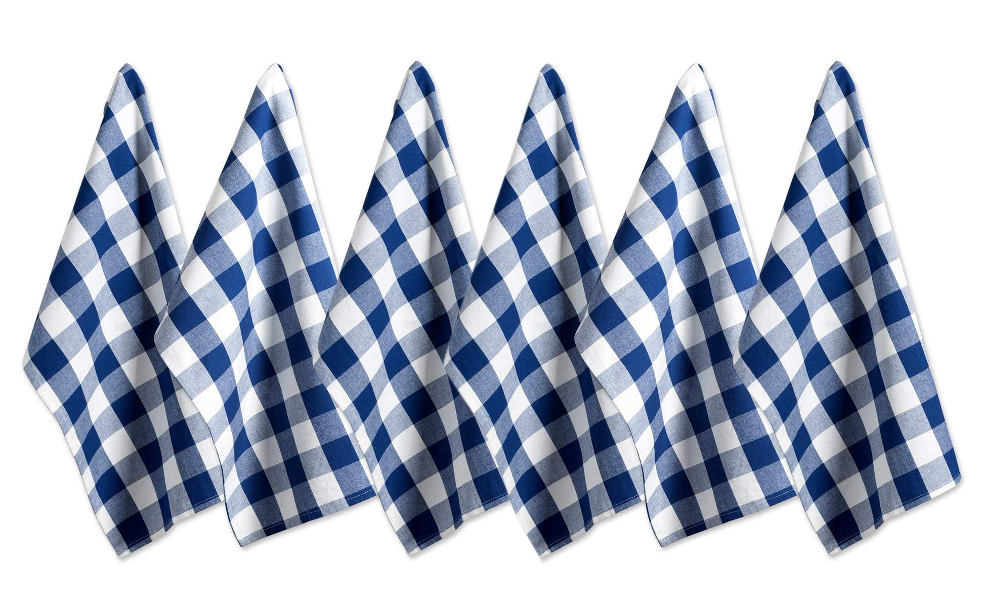 Urban Villa Kitchen Towels Set of 6 Buffalo Checks Blue/White Kitchen Towels 20X30 Inches 100% Cotton Absorbent Kitchen Towels Ultra Soft Mitered Corners Kitchen Towels