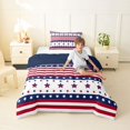 thumbnail image 4 of Manfei Stars Striped Twin Comforter Sets,Red Navy Bedding Set,Navy Blue Reversible,2pcs,1 Comforter and 1 Pillowcase, 4 of 7