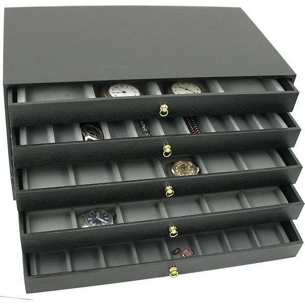 FindingKing 5 Drawer Jewelry Organizer Storage Display Case Box w