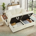 thumbnail image 2 of Muumblus Loveseat Sectional Sofa with 2 Storage Ottomans, Modular Cloud Couch with 2 Side Tables & USB, Plush Double Chaise Lounge Sofa Bed Indoor, White Corduroy, 2 of 12