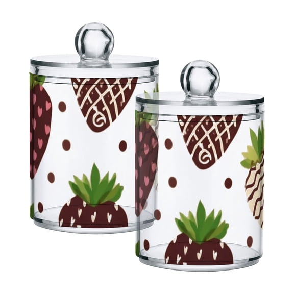 Chocolate Strawberries with Dots Translucent Plastic Cans Storage Canisters with Lid Set of 2