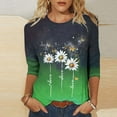 thumbnail image 2 of Jsaierl Women's 3/4 Sleeve Tops Plus Size Crew Neck Shirts Boho Graphic Ladies Blouses Work Vacation T-shirts Top S-5XL, 2 of 6