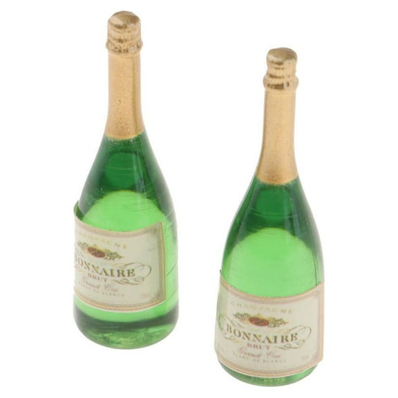 Kokiya 2pcs Dollhouse Accessories 1/12 Scale Miniature Champagne Bottles DIY