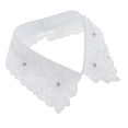 thumbnail image 4 of Women\'s Rhienstone Flower Detachable Faux Lapel Shirt Collar Necklace Choker - White, 4 of 8