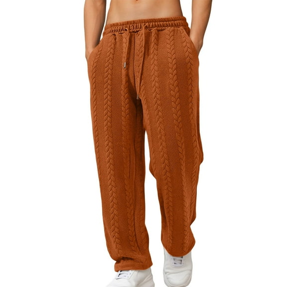 Luwomo Casual Mens Sports Pants Loose Fit Straight Leg Long Elastic Waist Comfortable Trousers for Autumn Winter Daily Wear,L