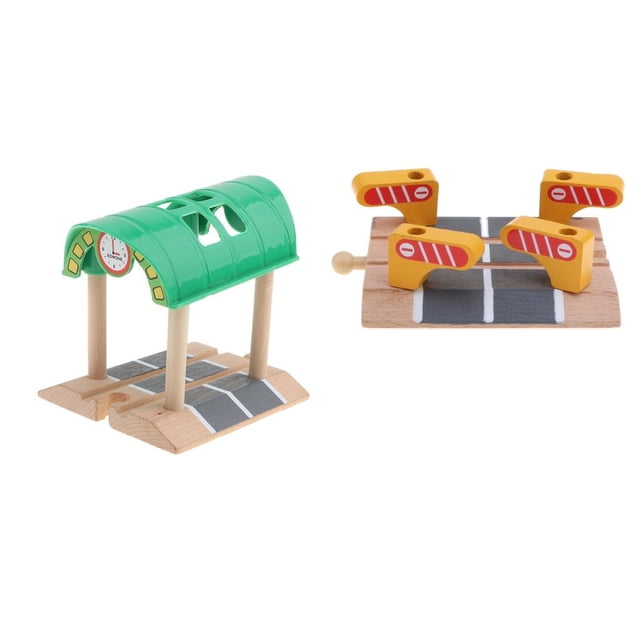2 Piezas de DIY Tren Vía Ferrocarril Construcción Accesorios Juguete Educativo Hugo vía de tren de madera