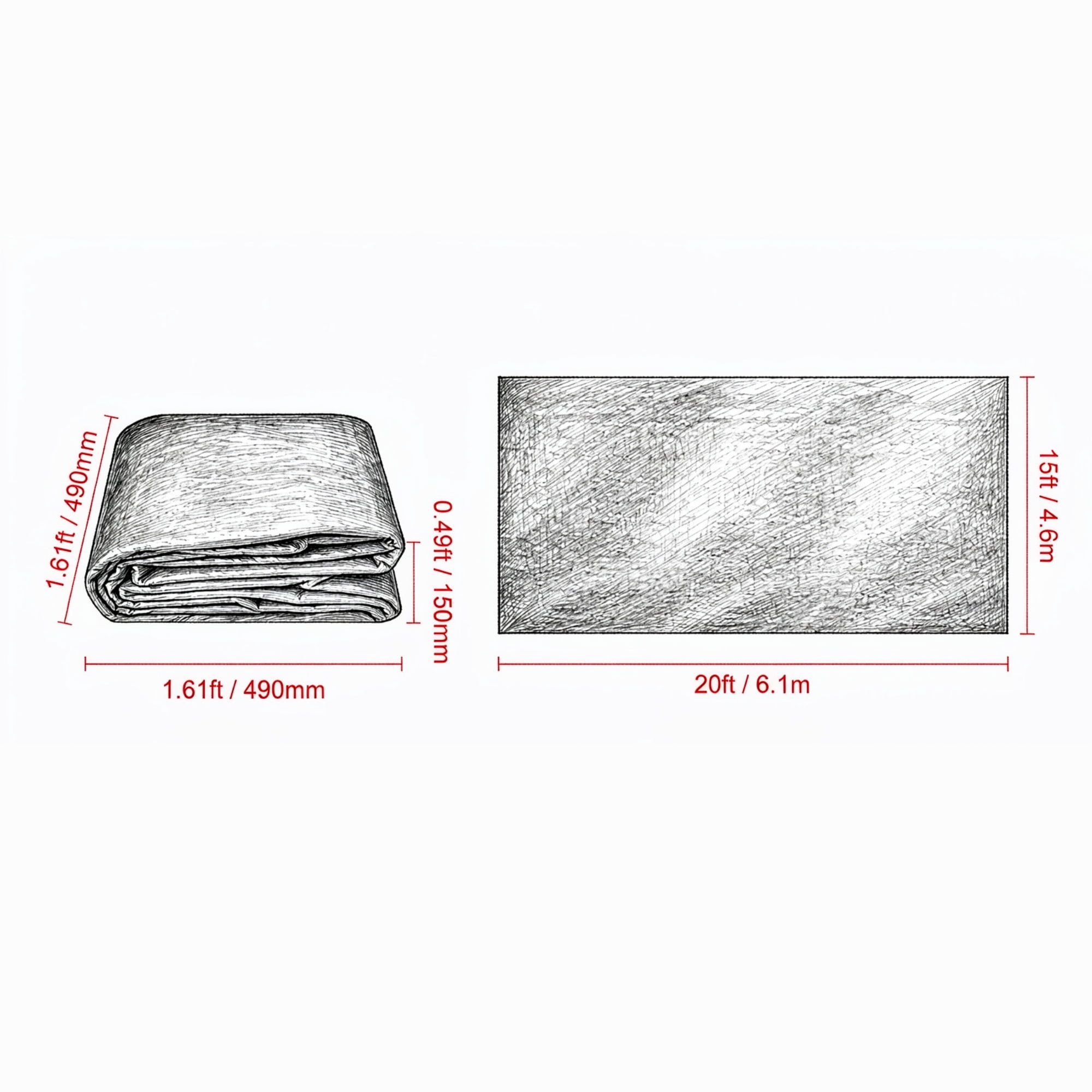 15x20FT Non Woven Geotextile Fabric, Heavy Duty Landscape Fabric for Landscaping, Weed Barrier & French Drain Drainage Fabric, Ground Cover for Garden