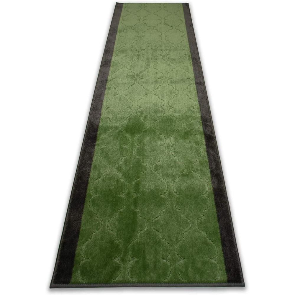 Anti Bacterial Slip Skid Resistant Custom Size Runner Rug Trellis Green