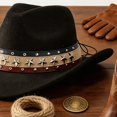 thumbnail image 6 of Hsqqdc Western Cowboy Hat with Star Band Vintage Fedora for Derby Parties, 6 of 7