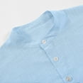 thumbnail image 3 of Mens Linen Henley Shirt 3/4 Sleeve Cotton Blend Button Down Band Collar Lightweight Beach Top Summer Casual Vacation Wear Comfort Fit Daily Essential, 3 of 4