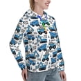 thumbnail image 6 of Fotbe Blue Excavator Pattern Womens Long Sleeve Hoodie, Pullover Hooded Sweatshirt, Kangaroo Pocket Hoodie with Eye-catching Drawstrings-XX-Large, 6 of 7