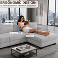 thumbnail image 5 of Avobird 100-inch L-shaped Sofa with dual charging ports at the arms, Corduroy Fabric, Upholstered Deep Seat Couches for Living Room, Gray, 5 of 7