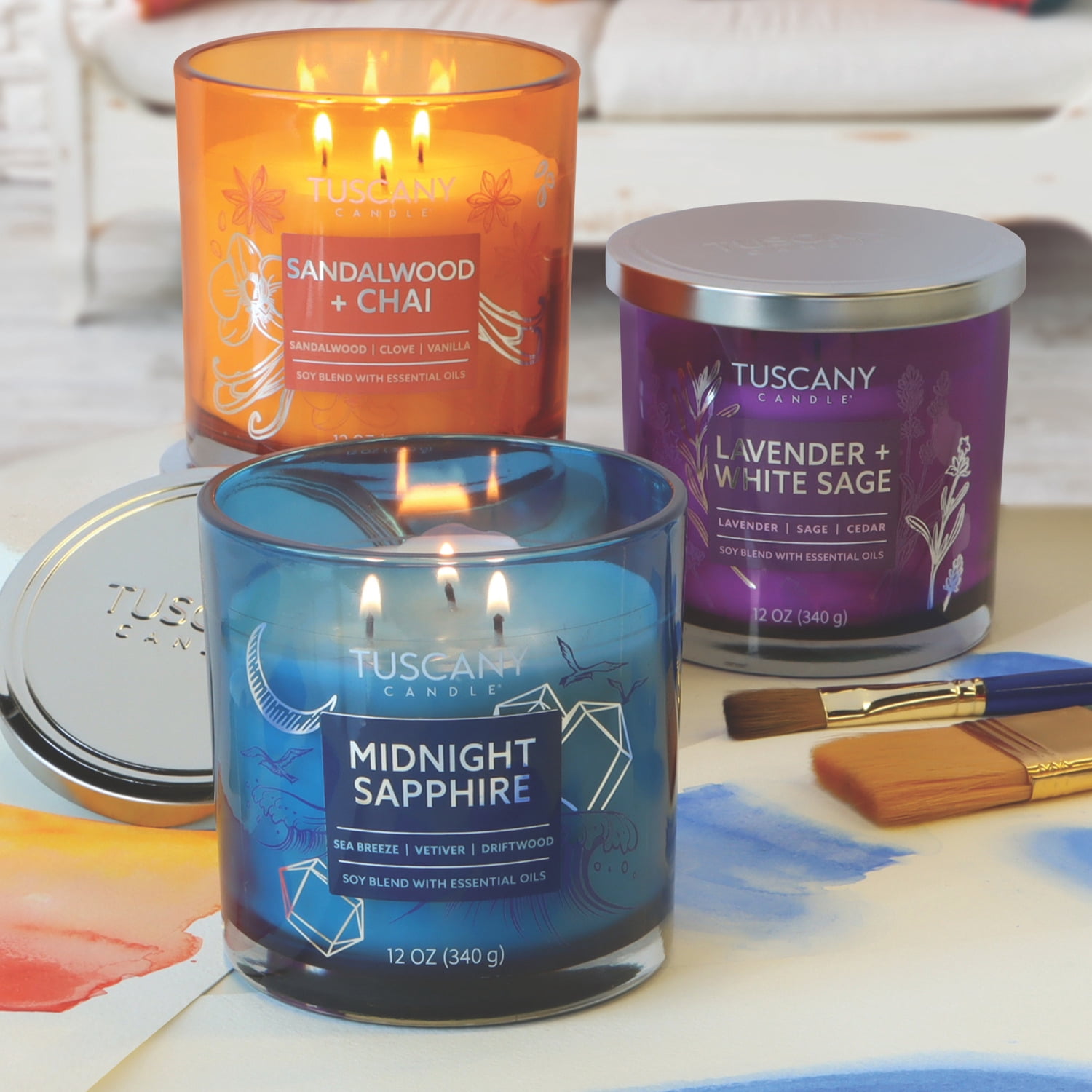 Lavender + White Sage: Cedar Scented Jar Candle (12 oz) — Painters' Palette Collection