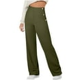 thumbnail image 3 of QATAINLAV Office Work Pants for Women High Waisted Formal Trousers Business Casual Slacks Solid Color Wide Leg Dress Pants Army Green XXL, 3 of 8
