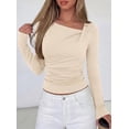 thumbnail image 3 of PRETTYGARDEN Women's Long Sleeve T Shirts Asymmetrical Y2K Slim Fitted Going Out Trendy Tops Early Fall Fashion Clothing, 3 of 10