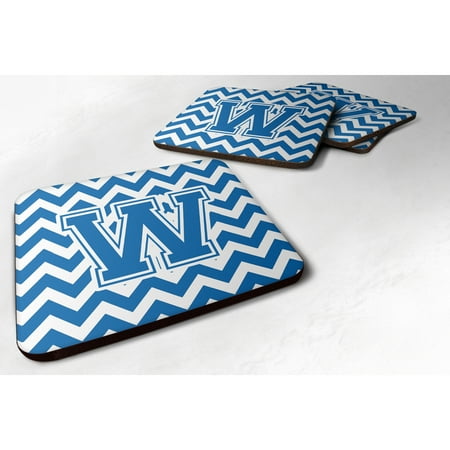 

Carolines Treasures CJ1056-WFC Letter W Chevron Blue and White Foam Coaster Set of 4 3 1/2 x 3 1/2 multicolor