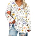 thumbnail image 2 of CLOISE Womens Tunic Tops Plus Size V Neck Casual Shirts Floral Long Sleeve Pullover Fall Loose Clothing White 2XL, 2 of 6