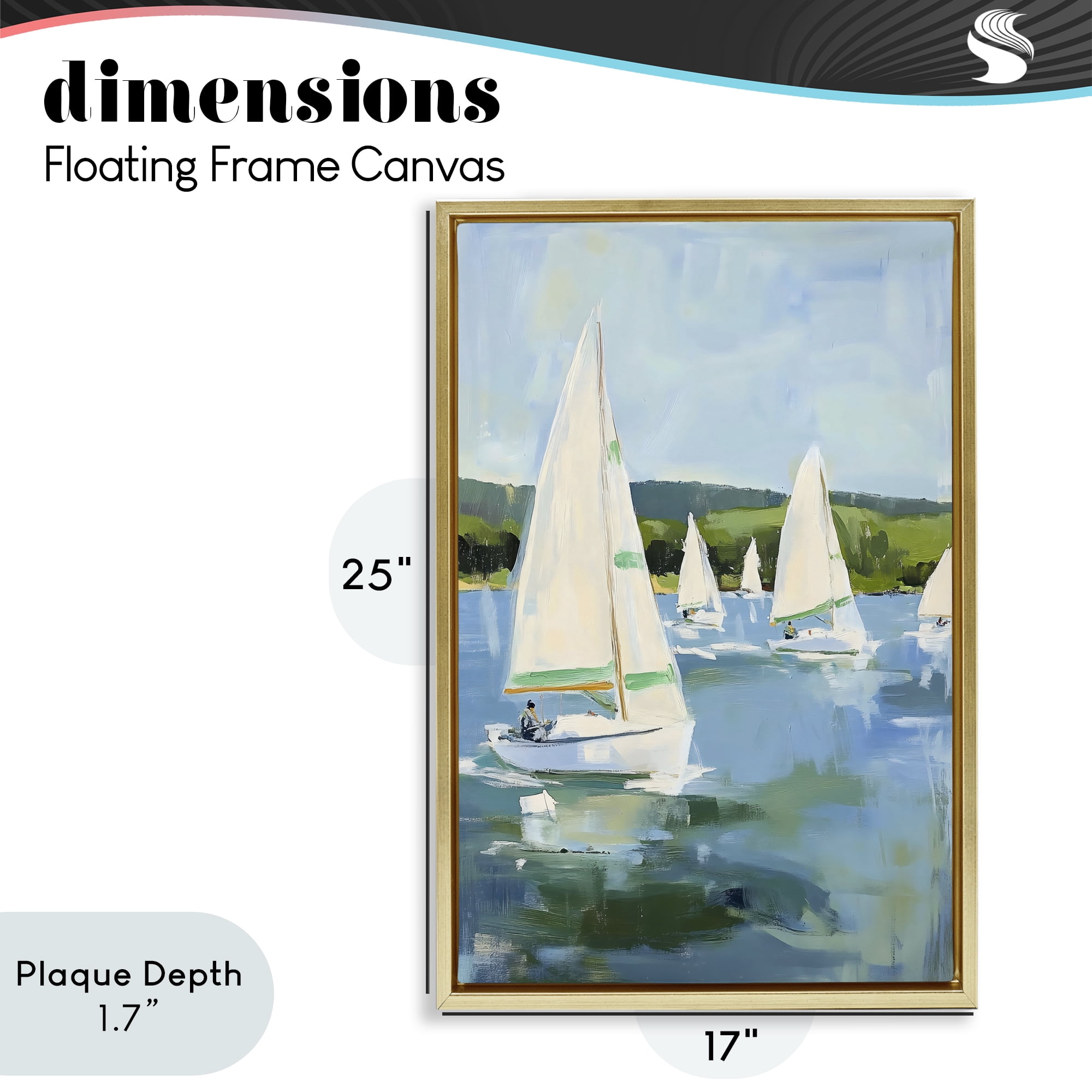 Stupell Industries Boat Race Regatta Gold Framed Floater Canvas Wall Art, design by Petal Prints Design