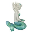 thumbnail image 4 of Nautical Aqua Capiz Blue Tailed Mermaid Holding Pearl In Clam Shell Figurine, 4 of 9