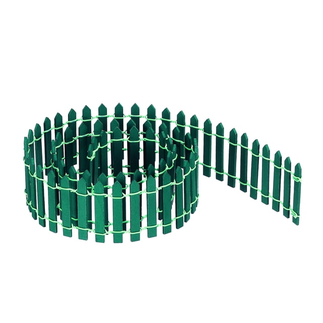 Unique Bargains Miniature Garden Fence, 35 Inch Long Picket Fence Mini Ornament, Dark Green