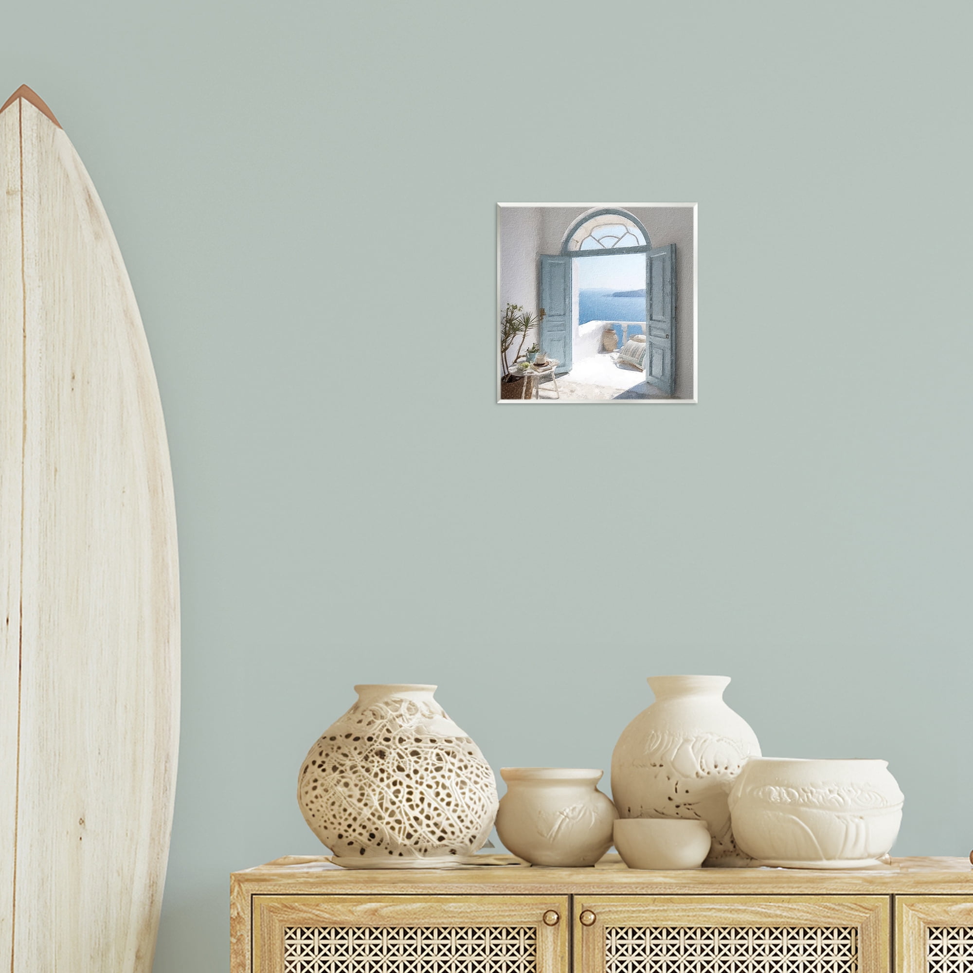 Stupell Industries Open Doorway to Sea Town & City Painting Unframed Art Print Wall Art, 12 x 12