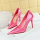 thumbnail image 4 of Zapatos de mujer minimalistas, delgados, clásicos, ultraaltos, con tacón de boca baja, puntiagudos, de cristal, lacados, de cuero, para banquetes, 4 of 5