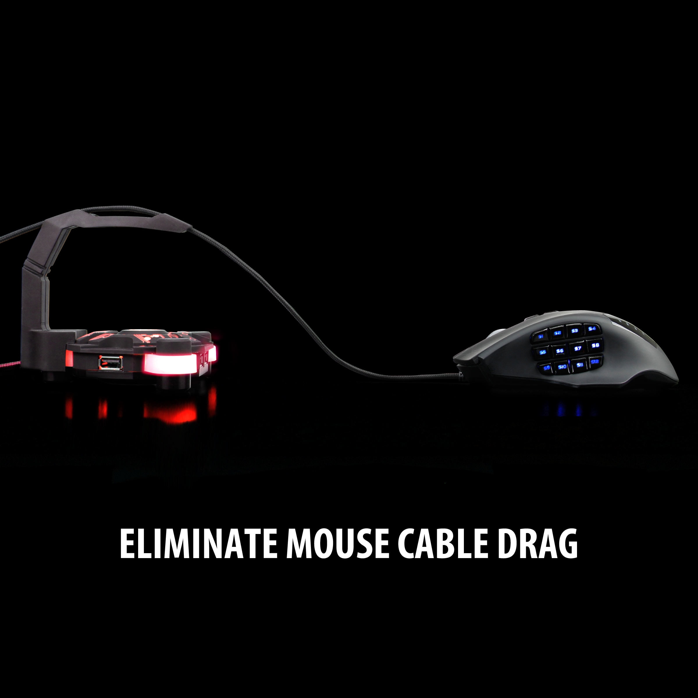 ENHANCE Gaming Mouse Bungee フレキシブルアームによるコード管理用2.0 USBハブ (ブルー) qqffhab ENHANCE Your Desktop with the Pro Series Mouse Bungee and Extended