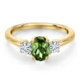 thumbnail image 3 of Gem Stone King 10K Yellow Gold Green Tourmaline and White Moissanite Engagement Ring for Women | 1.02 Cttw | Oval 7X5MM | Gemstone October Birthstone | Size 6, 3 of 7
