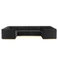 thumbnail image 2 of Modway Conjure Channel Tufted Performance Velvet 6-Piece U-Shaped Sectional in Gold Black, 2 of 10