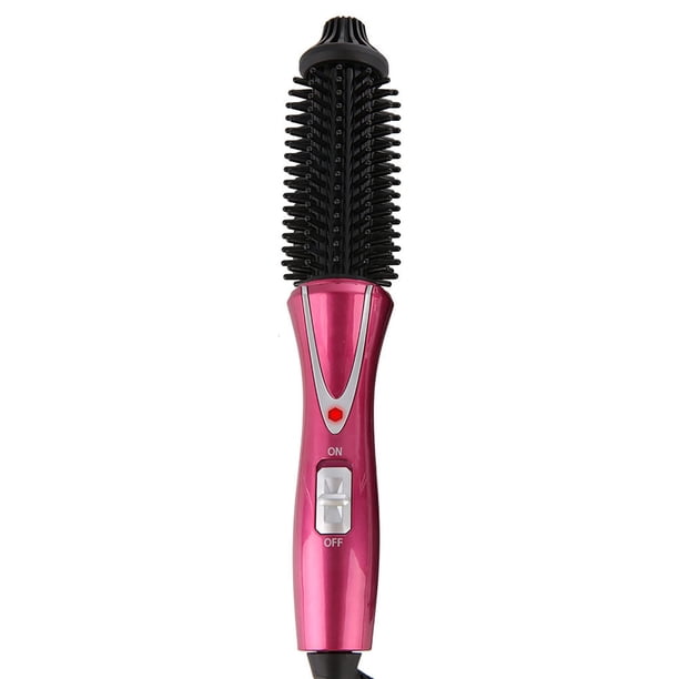 Peine Rizador De Pelo Plegable Eléctrico, Herramienta De Belleza Portátil Compacta Para Peluquería, Peine Eléctrico Rojo Vino, Cepillo Rizador De Pelo