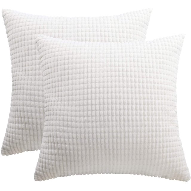 Soft Corduroy Corn Kernel Pillowcase 20*20 Inches Cream White