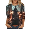 thumbnail image 2 of Neewe Fashion Print 3/4 Sleeve Shirts for Women Casual Fall Fashion Crewneck Tunic Tops Work Outfit Blouse, 2 of 5