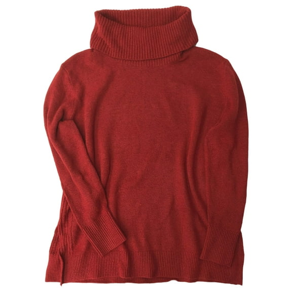 Junior Womens Red  Cowl Neck Split Side Tunic Sweater Small