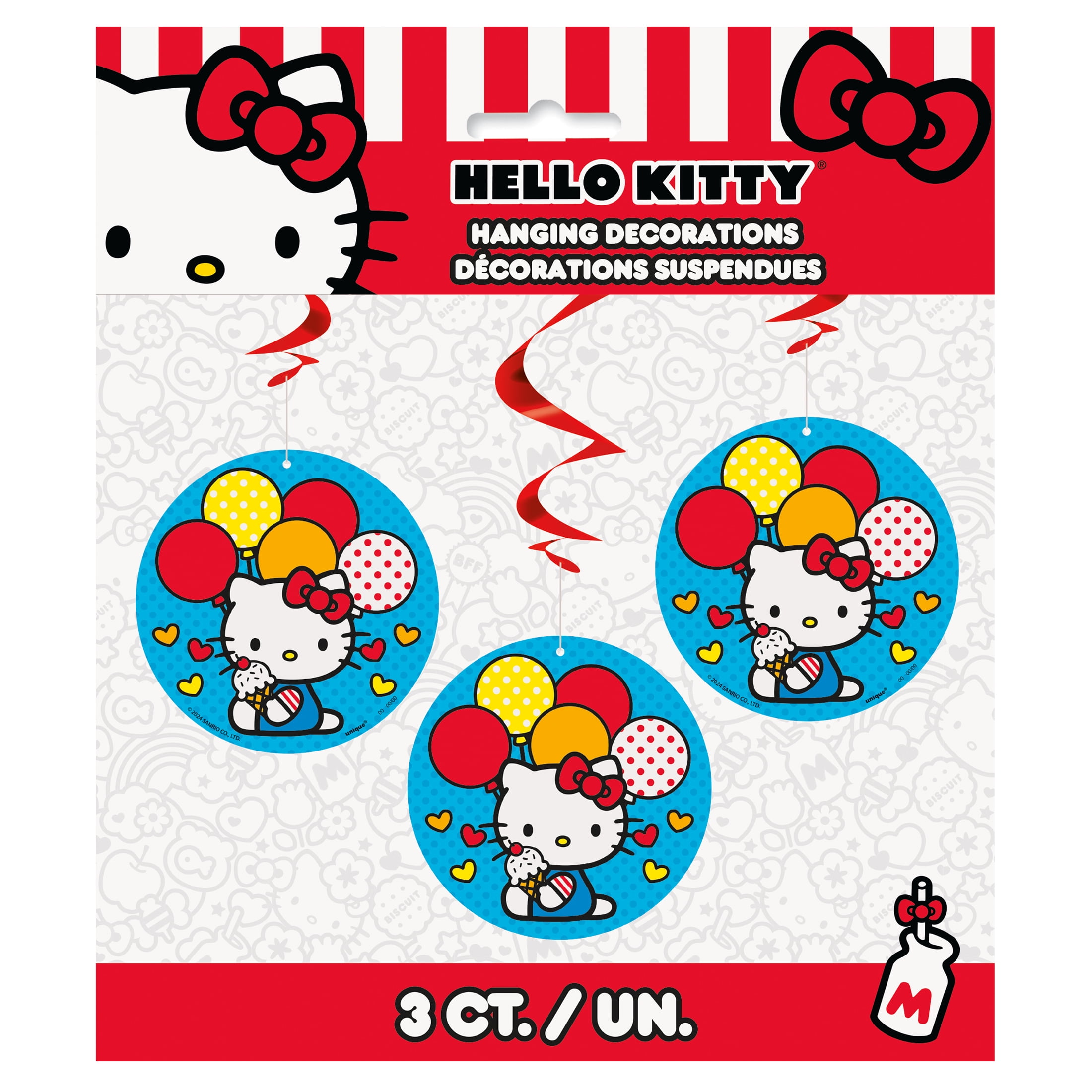 Hello Kitty Hanging Swirl Decorations, 3ct