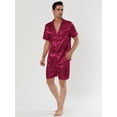 thumbnail image 2 of Conjuntos de Pijama de Satén para Hombre Lars Amadeus Ropa de Noche Manga Corta Rojo XXL, 2 of 4