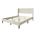 thumbnail image 6 of Castle Place Sophisticated Wingback Velvet Upholstered Twin Platform Bed, Beige, 6 of 11