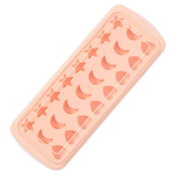 24-Cavity Star Moon Heart Shape Ice Mold Food Silica Gel Ice Cube Box (light Pink)