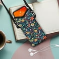 thumbnail image 2 of ZIATUBLES Universal Neoprene Cell Phone Pouch Mobile Protection Case Bag with Large Top Opening Hook and Loop Fastener Cellphone Crossbody Purse, 4 X 8 Inch, Doodle Bird Flower Leaf, 2 of 7