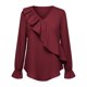 thumbnail image 3 of Camisetas de Cuello en V de Manga Larga para las Mujeres Blusa de Ruffle Casual Camiseta de Trabajo Tops, Tops de Manga Larga de Moda para las Mujeres 2025 Pullover Suelto, 3 of 6