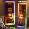 thumbnail image 4 of Hasipu 79"x35" Full Length Mirror with Lights - LED RGB Bluetooth Floor Mirror with Stand, Wall Mount & Free Standing 7 Colors for Bedroom, Living Room, Cloakroom, 4 of 7