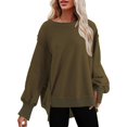 thumbnail image 1 of Sweats pour Femmes Col Rond Chute Légère Couleur Unie 2023 Mode Chaud Coupe Oversize Pulls, 1 of 4