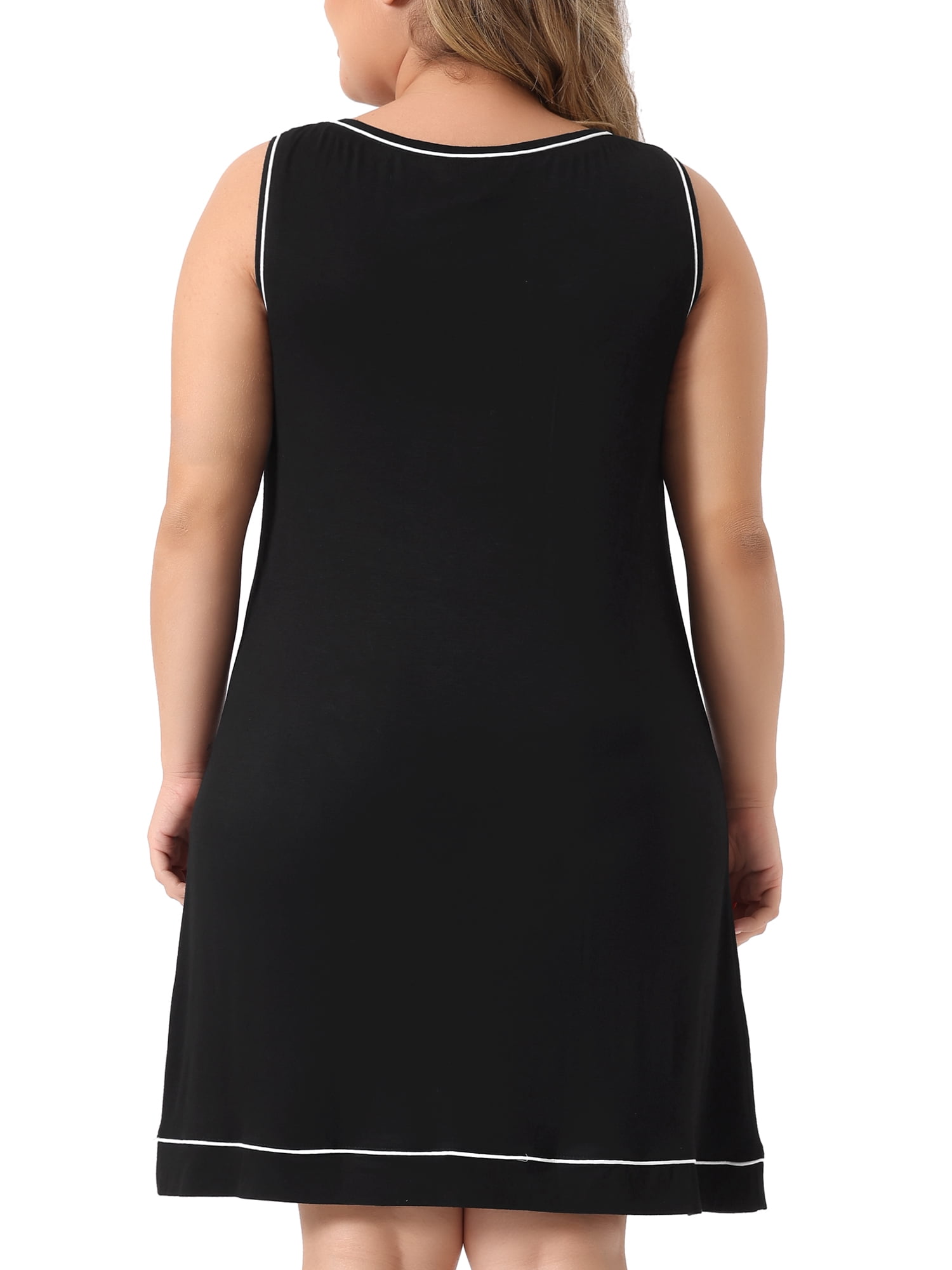 Unique Bargains Women's Plus Size Sleeveless Round Neck Lounge Sleepdress Nightgowns 3X Black