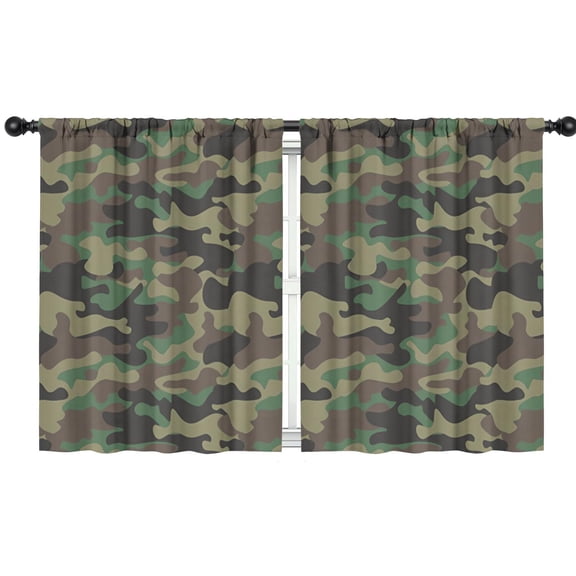 Blackout Kids Curtains,Blue Camo Wavy Shapes Pattern Childrens Insulated Curtains Set Of 2,Bedroom Essentials,Toddler Room Decor 42"x54"