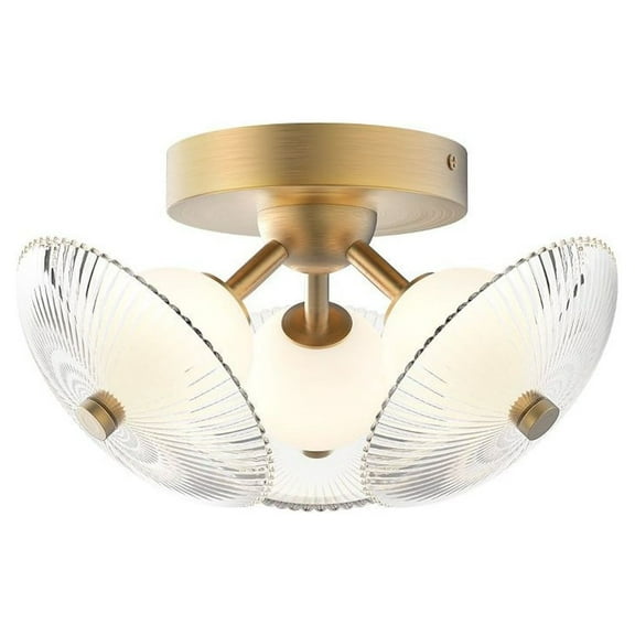 FM417604BGCR-Alora Lighting-Hera - 20W 3 LED Flush Mount-7 Inches Tall and 12.5 Inches Wide-Brushed Gold Finish