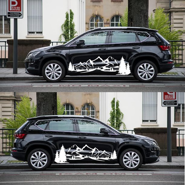 Pegatinas grandes para coche, calcomanías de montaña para hombre y mujer, pegatinas laterales de vinilo con gráficos de árboles para la puerta de la carrocería, calcomanías grandes para coche.