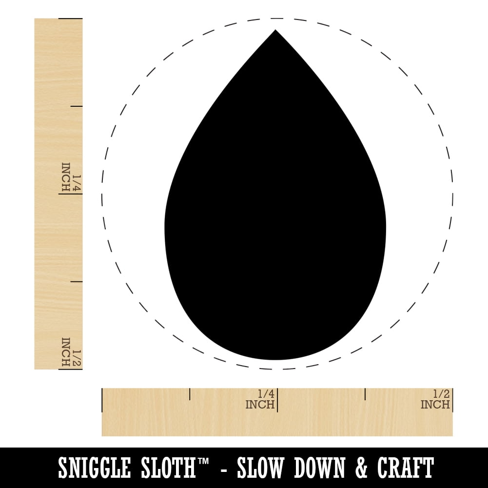 Raindrop Teardrop Self-Inking Rubber Stamp Ink Stamper - Brown Ink - Mini 1/2 Inch